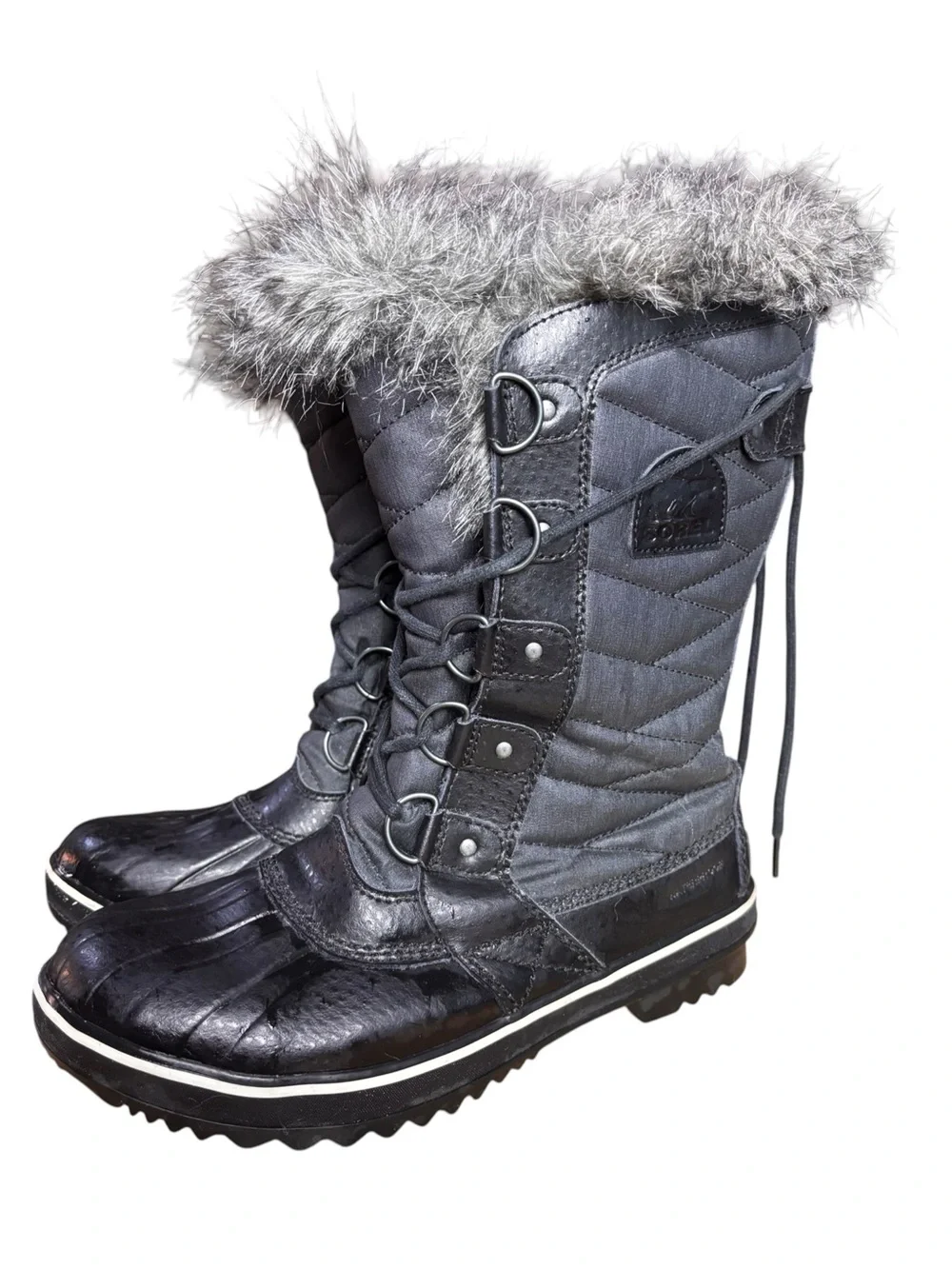 Sorel Tofino II Waterproof Faux Fur Winter Boots – Gray/Black – Women’s 9